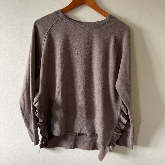 Zara Side-Slit Ruffle Sweater in Dusty Pink - Picture 2 of 4